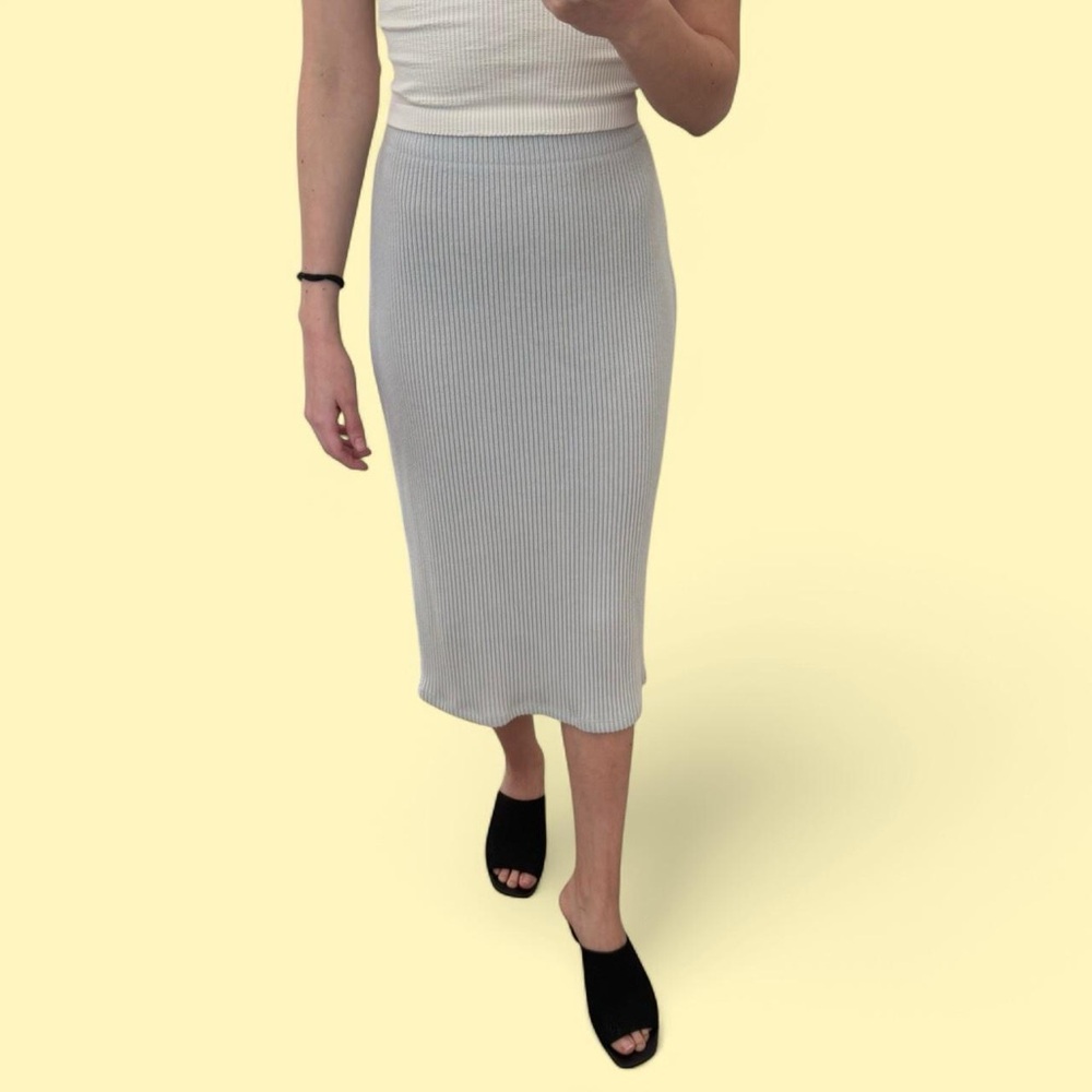artizia light blue ribbed midi pencil skirt